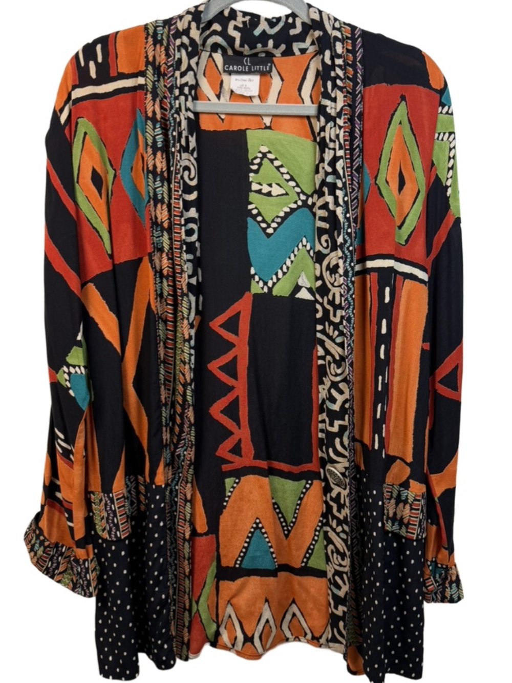 Carole Little Vintage Black Multicolor Geometric Jacket